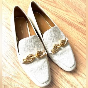 Tory Burch Jessa Loafer Horsehead Chain Gold New Beige 8.5